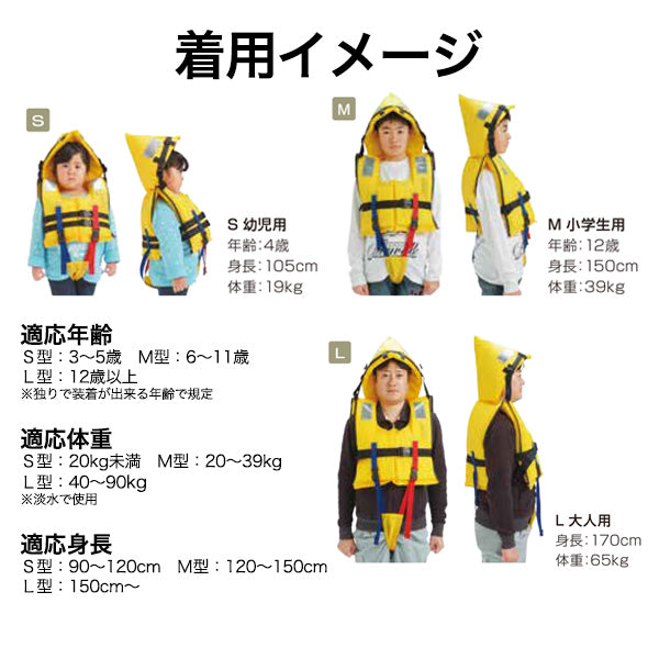 防災用頭巾付きライフジャケット